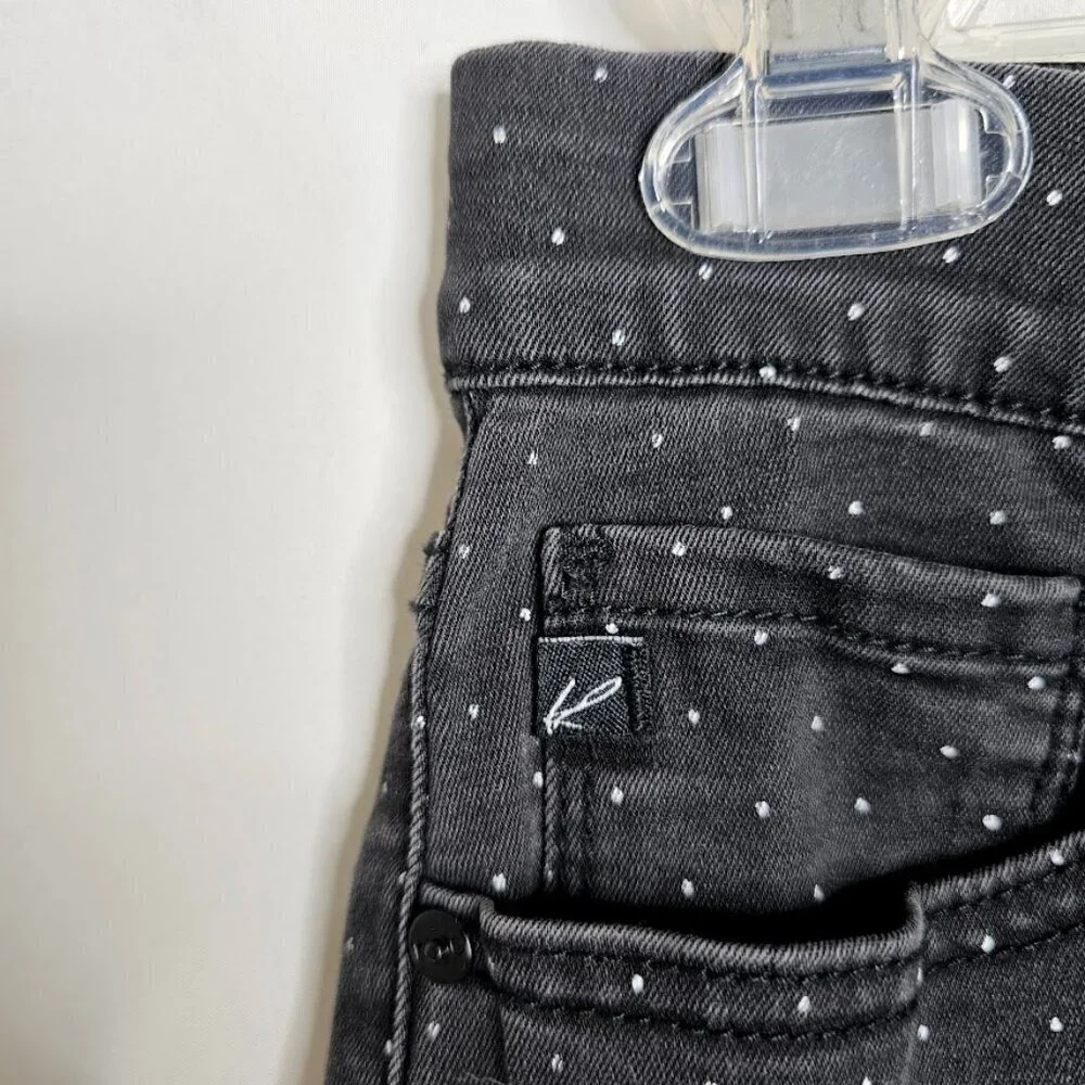 KANCAN Skinny Jeans size 9/28 BLACK w POLKA DOTS Preppy Mid Rise Pants Chic Cute - Picture 4 of 9